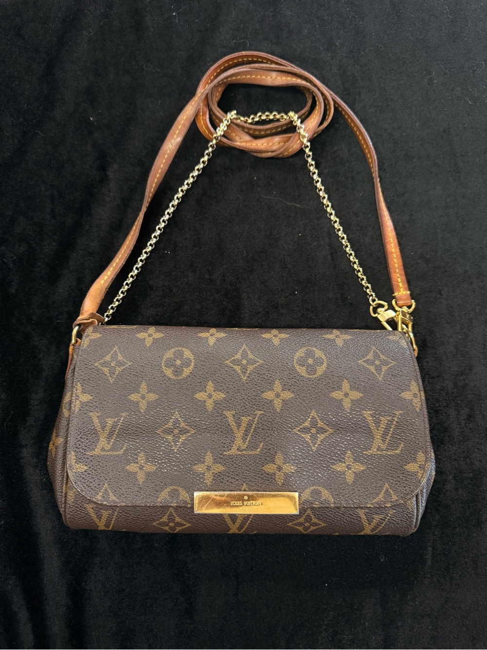 Louis Vuitton Monogram Canvas Crossbody in Brown with Gold Hardware